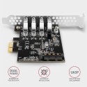 PCEU-43RS Kontroler PCIe 4x port USB 3.2 GEN 1, UASP, chipset Renesas, 15-pin SATA zasilacz, dual power AXAGON