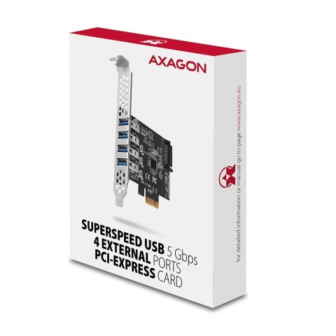 PCEU-43RS Kontroler PCIe 4x port USB 3.2 GEN 1, UASP, chipset Renesas, 15-pin SATA zasilacz, dual power AXAGON PCEU-43RS Kontroler PCIe 4x port USB 3.2 GEN 1, UASP, chipset Renesas, 15-pin SATA zasilacz, dual power AXAGON