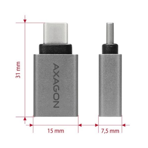 RUCM-AFA Redukcja, USB 3.1 Type-C męska -> Type-A żeńska ALU AXAGON RUCM-AFA Redukcja, USB 3.1 Type-C męska -> Type-A żeńska ALU AXAGON