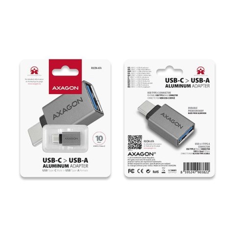 RUCM-AFA Redukcja, USB 3.1 Type-C męska -> Type-A żeńska ALU AXAGON RUCM-AFA Redukcja, USB 3.1 Type-C męska -> Type-A żeńska ALU AXAGON