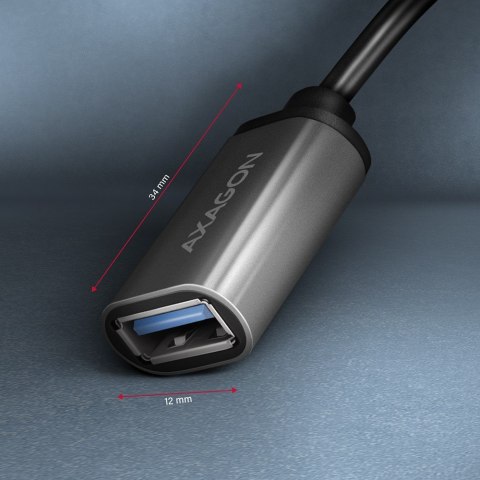 RUCM-AFAC Kabel adapter USB 3.2 Gen 1 Type-C samiec -> Type-A żeńska, 0,2m, 3A, ALU AXAGON RUCM-AFAC Kabel adapter USB 3.2 Gen 1 Type-C samiec -> Type-A żeńska, 0,2m, 3A, ALU AXAGON