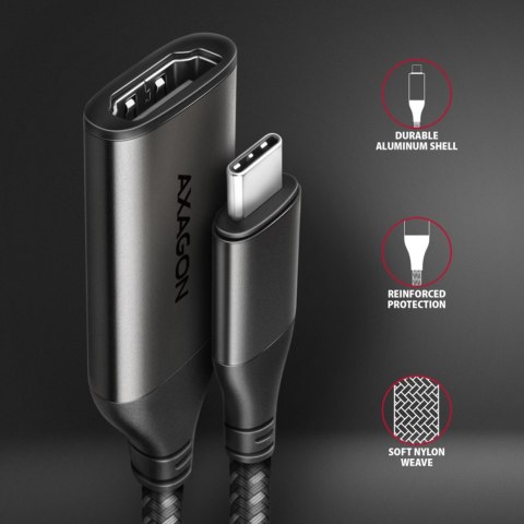 RVC-HI2M Adapter aktywny USB-C -> HDMI 2.0 4K/60Hz Aluminum, 25cm kabel AXAGON RVC-HI2M Adapter aktywny USB-C -> HDMI 2.0 4K/60Hz Aluminum, 25cm kabel AXAGON