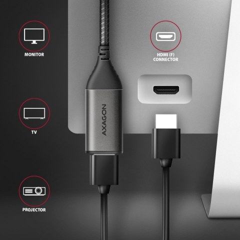 RVC-HI2M Adapter aktywny USB-C -> HDMI 2.0 4K/60Hz Aluminum, 25cm kabel AXAGON RVC-HI2M Adapter aktywny USB-C -> HDMI 2.0 4K/60Hz Aluminum, 25cm kabel AXAGON