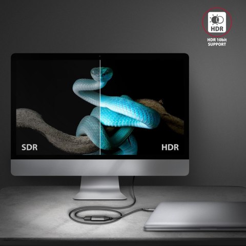 RVC-HI2M Adapter aktywny USB-C -> HDMI 2.0 4K/60Hz Aluminum, 25cm kabel AXAGON RVC-HI2M Adapter aktywny USB-C -> HDMI 2.0 4K/60Hz Aluminum, 25cm kabel AXAGON