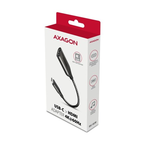 RVC-HI2M Adapter aktywny USB-C -> HDMI 2.0 4K/60Hz Aluminum, 25cm kabel AXAGON RVC-HI2M Adapter aktywny USB-C -> HDMI 2.0 4K/60Hz Aluminum, 25cm kabel AXAGON