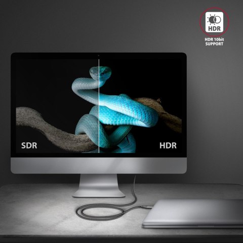 RVC-HI2MC Adapter aktywny USB-C -> HDMI 2.0 4K/60Hz Aluminum, 1.8m kabel AXAGON RVC-HI2MC Adapter aktywny USB-C -> HDMI 2.0 4K/60Hz Aluminum, 1.8m kabel AXAGON