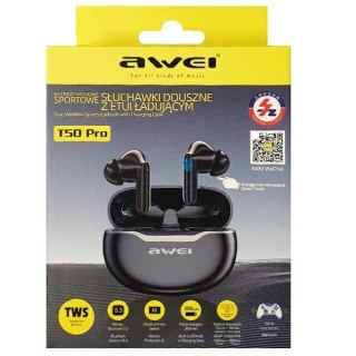 Słuchawki Bluetooth 5.3 T50 Pro TWS Black AWEI