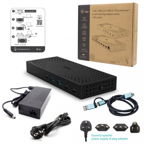 Stacja dokująca USB 3.0 / USB-C / Thunderbolt, 3 x 4K Gen 2 + zasilanie 100 W I-tec Stacja dokująca USB 3.0 / USB-C / Thunderbolt, 3 x 4K Gen 2 + zasilanie 100 W I-tec