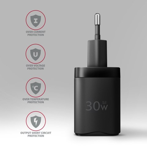 ACU-PQ30 Ładowarka sieciowa, PD & QC 30W, QC3.0,4.0/AFC/FCP/PPS/Apple, Czarna AXAGON ACU-PQ30 Ładowarka sieciowa, PD & QC 30W, QC3.0,4.0/AFC/FCP/PPS/Apple, Czarna AXAGON