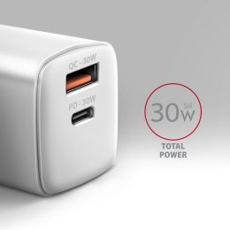 ACU-PQ30W Ładowarka sieciowa PD & QC 30W, QC3.0,4.0/AFC/FCP/PPS/Apple Biała AXAGON