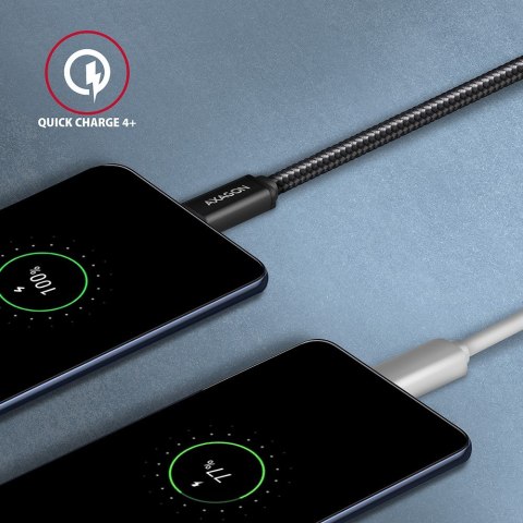 BUCM3-AM10AB Kabel USB-C - USB-A 3.2 Gen 1, 1m, 3A, ALU, oplot, Czarny AXAGON BUCM3-AM10AB Kabel USB-C - USB-A 3.2 Gen 1, 1m, 3A, ALU, oplot, Czarny AXAGON
