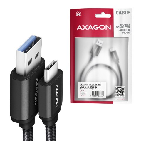 BUCM3-AM10AB Kabel USB-C - USB-A 3.2 Gen 1, 1m, 3A, ALU, oplot, Czarny AXAGON BUCM3-AM10AB Kabel USB-C - USB-A 3.2 Gen 1, 1m, 3A, ALU, oplot, Czarny AXAGON