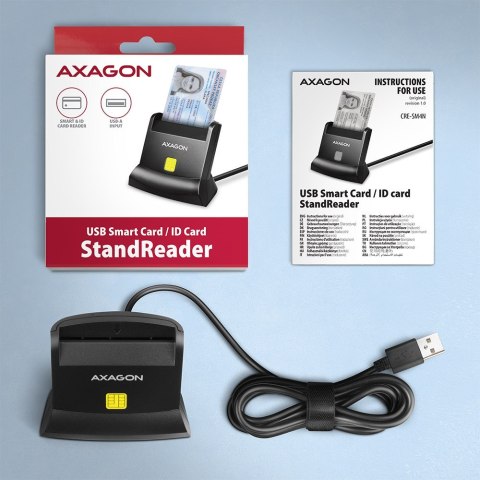CRE-SM4N Czytnik kart identyfikacyjnych USB, 1.3m kabel AXAGON CRE-SM4N Czytnik kart identyfikacyjnych USB, 1.3m kabel AXAGON