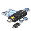 CRE-SMP2A Czytnik kart identyfikacyjnych & SD/microSD/SIM card PocketReader USB AXAGON