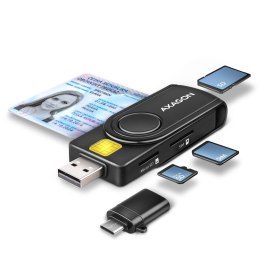 CRE-SMP2A Czytnik kart identyfikacyjnych & SD/microSD/SIM card PocketReader USB AXAGON