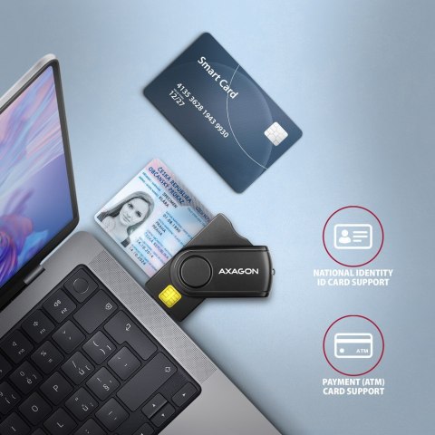CRE-SMP2A Czytnik kart identyfikacyjnych & SD/microSD/SIM card PocketReader USB AXAGON CRE-SMP2A Czytnik kart identyfikacyjnych & SD/microSD/SIM card PocketReader USB AXAGON