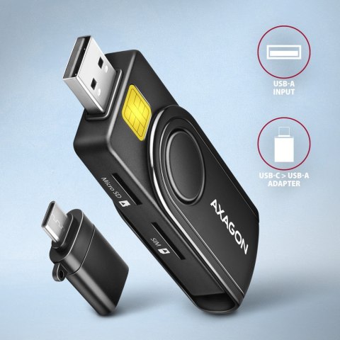 CRE-SMP2A Czytnik kart identyfikacyjnych & SD/microSD/SIM card PocketReader USB AXAGON CRE-SMP2A Czytnik kart identyfikacyjnych & SD/microSD/SIM card PocketReader USB AXAGON