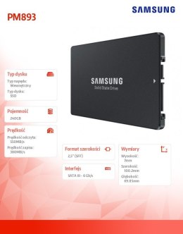 Dysk SSD DCT PM893 240GB MZ7L3240HCHQ-00W07 Samsung