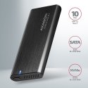 EEM2-SB2 Obudowa zewnętrzna aluminiowa bezśrubowa USB-C 3.2 Gen 2 - M.2 NVMe / SATA SSD 30-80mm ALU pudełko czarne + USB-A - USB AXAGON