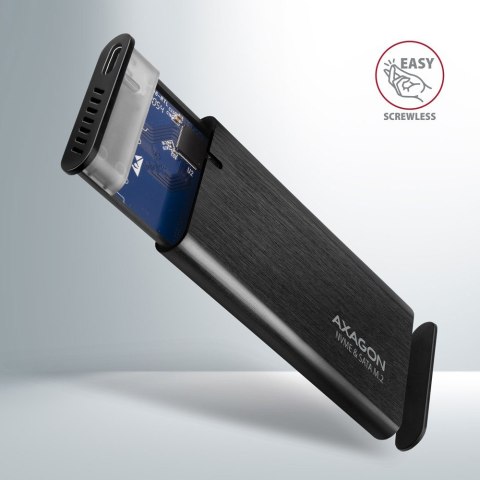 EEM2-SB2 Obudowa zewnętrzna aluminiowa bezśrubowa USB-C 3.2 Gen 2 - M.2 NVMe / SATA SSD 30-80mm ALU pudełko czarne + USB-A - USB AXAGON EEM2-SB2 Obudowa zewnętrzna aluminiowa bezśrubowa USB-C 3.2 Gen 2 - M.2 NVMe / SATA SSD 30-80mm ALU pudełko czarne + USB-A - USB AXAGON