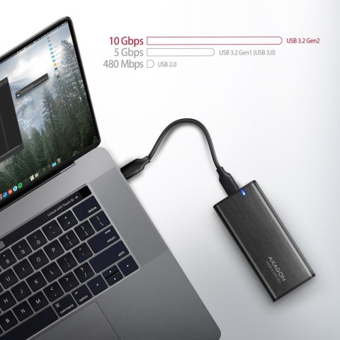 EEM2-SB2 Obudowa zewnętrzna aluminiowa bezśrubowa USB-C 3.2 Gen 2 - M.2 NVMe / SATA SSD 30-80mm ALU pudełko czarne + USB-A - USB AXAGON EEM2-SB2 Obudowa zewnętrzna aluminiowa bezśrubowa USB-C 3.2 Gen 2 - M.2 NVMe / SATA SSD 30-80mm ALU pudełko czarne + USB-A - USB AXAGON