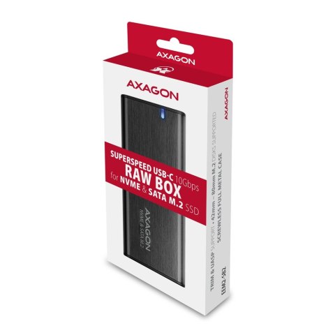 EEM2-SB2 Obudowa zewnętrzna aluminiowa bezśrubowa USB-C 3.2 Gen 2 - M.2 NVMe / SATA SSD 30-80mm ALU pudełko czarne + USB-A - USB AXAGON EEM2-SB2 Obudowa zewnętrzna aluminiowa bezśrubowa USB-C 3.2 Gen 2 - M.2 NVMe / SATA SSD 30-80mm ALU pudełko czarne + USB-A - USB AXAGON