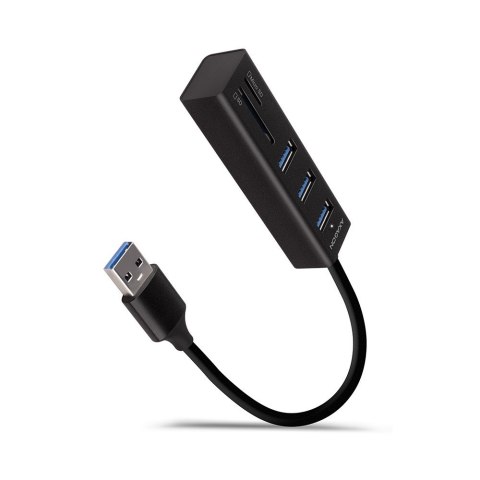 HMA-CR3A Wieloportowy hub 3x USB-A + SD/microSD, USB3.2 Gen 1 hub, metalowy, 20cm USB-A kabel AXAGON HMA-CR3A Wieloportowy hub 3x USB-A + SD/microSD, USB3.2 Gen 1 hub, metalowy, 20cm USB-A kabel AXAGON