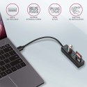 HMA-CR3A Wieloportowy hub 3x USB-A + SD/microSD, USB3.2 Gen 1 hub, metalowy, 20cm USB-A kabel AXAGON