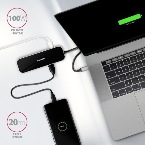 HMC-6H4A Wieloportowy hub 4x USB-A + HDMI, USB-C 3.2 Gen 1, PD 100W, 20cm USB-C kabel AXAGON HMC-6H4A Wieloportowy hub 4x USB-A + HDMI, USB-C 3.2 Gen 1, PD 100W, 20cm USB-C kabel AXAGON