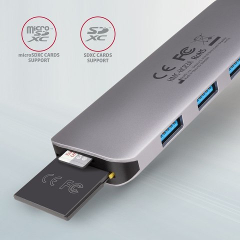 HMC-HCR3A Wieloportowy hub 3x USB-A + HDMI + SD/microSD, USB-C 3.2 Gen1, 20cm USB-C kabel AXAGON HMC-HCR3A Wieloportowy hub 3x USB-A + HDMI + SD/microSD, USB-C 3.2 Gen1, 20cm USB-C kabel AXAGON