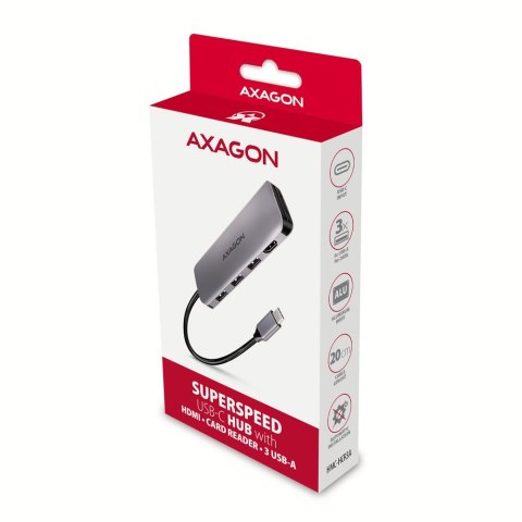 HMC-HCR3A Wieloportowy hub 3x USB-A + HDMI + SD/microSD, USB-C 3.2 Gen1, 20cm USB-C kabel AXAGON HMC-HCR3A Wieloportowy hub 3x USB-A + HDMI + SD/microSD, USB-C 3.2 Gen1, 20cm USB-C kabel AXAGON