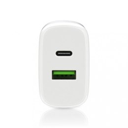 Ładowarka USB/USB-C QC3.0 25W Biała EverActive