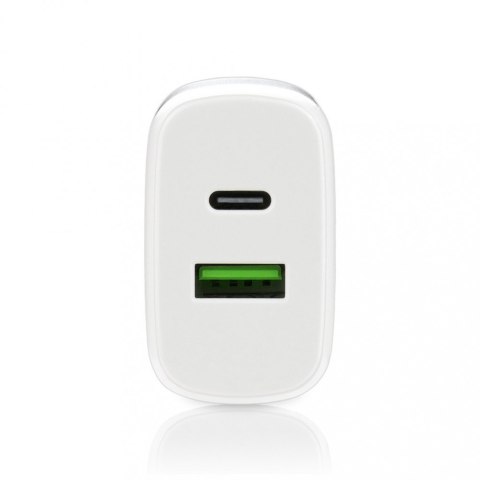 Ładowarka USB/USB-C QC3.0 25W Biała EverActive Ładowarka USB/USB-C QC3.0 25W Biała EverActive