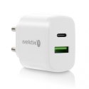 Ładowarka USB/USB-C QC3.0 25W Biała EverActive