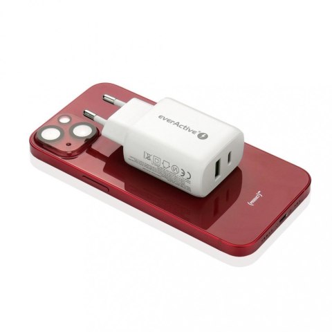 Ładowarka USB/USB-C QC3.0 25W Biała EverActive Ładowarka USB/USB-C QC3.0 25W Biała EverActive