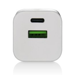 Ładowarka USB/USB-C QC3.0 30W technologia GaN Biała EverActive