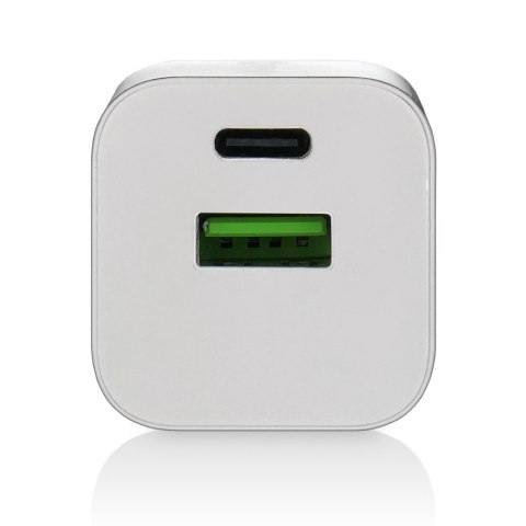 Ładowarka USB/USB-C QC3.0 30W technologia GaN Biała EverActive Ładowarka USB/USB-C QC3.0 30W technologia GaN Biała EverActive