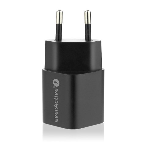 Ładowarka USB/USB-C QC3.0 30W technologia GaN Czarna EverActive Ładowarka USB/USB-C QC3.0 30W technologia GaN Czarna EverActive