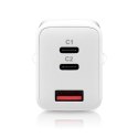 Ładowarka USB/USB-C QC4+ 65W technologia GaN Biała EverActive