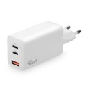 Ładowarka USB/USB-C QC4+ 65W technologia GaN Biała EverActive