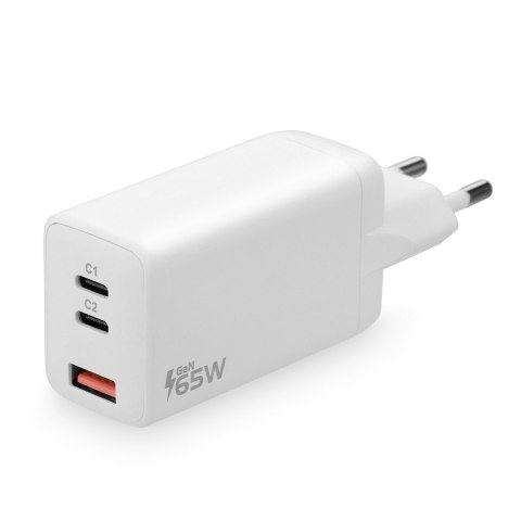 Ładowarka USB/USB-C QC4+ 65W technologia GaN Biała EverActive Ładowarka USB/USB-C QC4+ 65W technologia GaN Biała EverActive