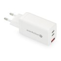Ładowarka USB/USB-C QC4+ 65W technologia GaN Biała EverActive