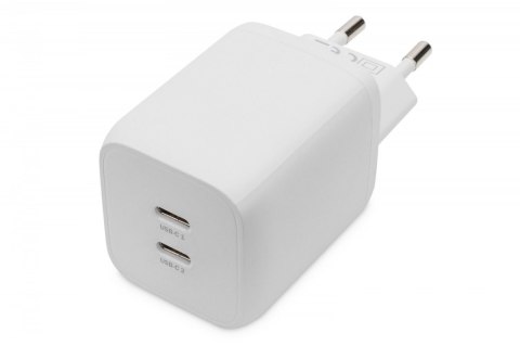 Ładowarka sieciowa, zasilacz GaN 2x USB-C PD 3.0 max. 65W, biała Digitus