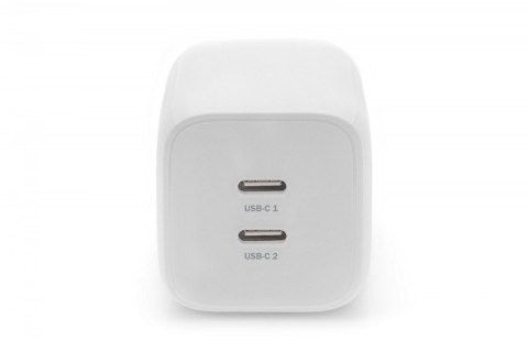 Ładowarka sieciowa, zasilacz GaN 2x USB-C PD 3.0 max. 65W, biała Digitus