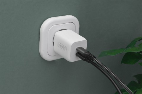Ładowarka sieciowa, zasilacz GaN 2x USB-C PD 3.0 max. 65W, biała Digitus