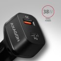 PWC-PQ38 Ładowarka samochodowa PD & QUICK 38W, 2x port (USB-A + USB-C), PD3.0/QC3.0/AFC/FCP/Apple AXAGON