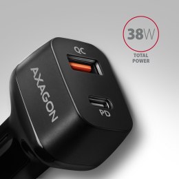 PWC-PQ38 Ładowarka samochodowa PD & QUICK 38W, 2x port (USB-A + USB-C), PD3.0/QC3.0/AFC/FCP/Apple AXAGON