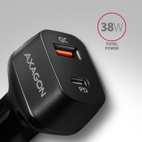 PWC-PQ38 Ładowarka samochodowa PD & QUICK 38W, 2x port (USB-A + USB-C), PD3.0/QC3.0/AFC/FCP/Apple AXAGON PWC-PQ38 Ładowarka samochodowa PD & QUICK 38W, 2x port (USB-A + USB-C), PD3.0/QC3.0/AFC/FCP/Apple AXAGON