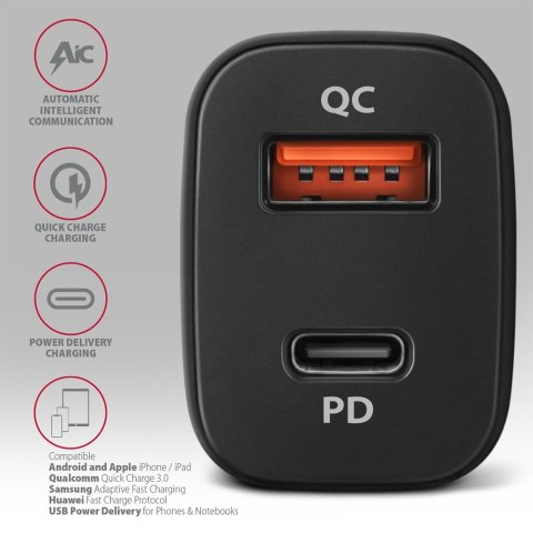 PWC-PQ38 Ładowarka samochodowa PD & QUICK 38W, 2x port (USB-A + USB-C), PD3.0/QC3.0/AFC/FCP/Apple AXAGON PWC-PQ38 Ładowarka samochodowa PD & QUICK 38W, 2x port (USB-A + USB-C), PD3.0/QC3.0/AFC/FCP/Apple AXAGON