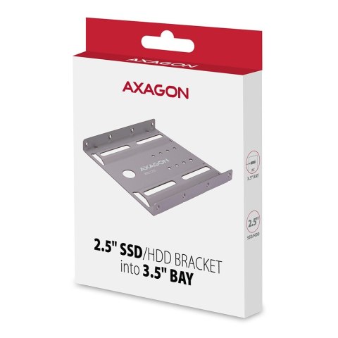 RHD-125S Ramka metalowa do montażu 1x 2.5" HDD w pozycji 3.5", szary AXAGON RHD-125S Ramka metalowa do montażu 1x 2.5" HDD w pozycji 3.5", szary AXAGON